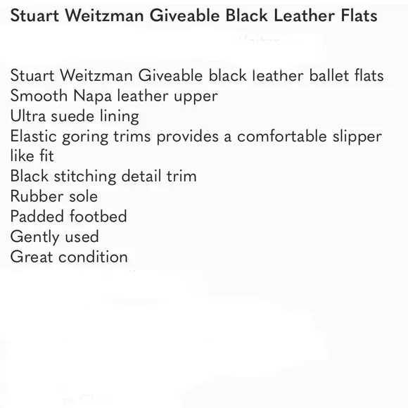 STUART WEITZMAN GIVEABLE BLACK LEATHER FLATS 8M - Picture 11 of 11